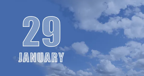 Stycznia Dzień Miesiąca Data Kalendarzowa Białe Liczby Przeciwko Błękitnemu Niebu — Zdjęcie stockowe