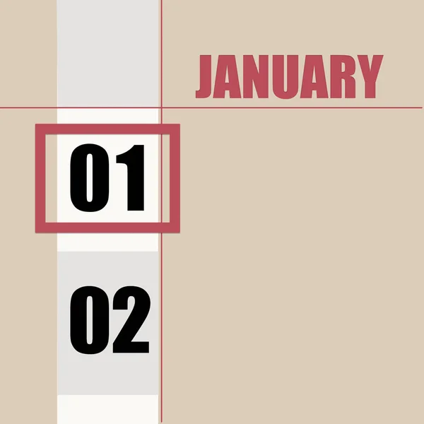 1月1日 月の11日 カレンダーの日付 白のストライプと赤の正方形とベージュの背景 日付を変更して 年の日 タイムプランナー 冬の月の概念 — ストック写真