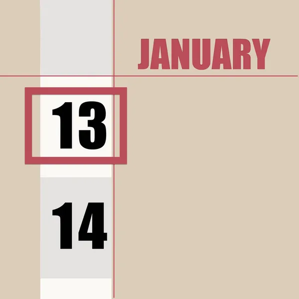 Enero 13º Día Del Mes Fecha Del Calendario Fondo Beige —  Fotos de Stock