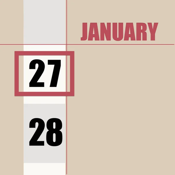 Enero 27º Día Del Mes Fecha Del Calendario Fondo Beige —  Fotos de Stock