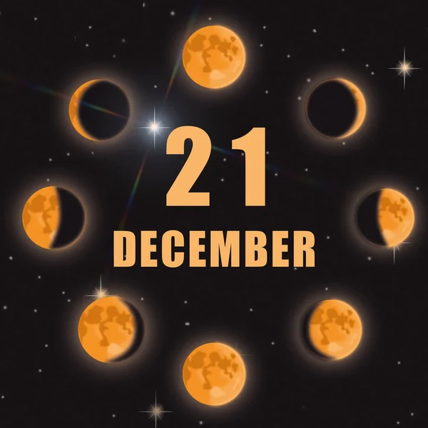 Prosince Den Měsíci Kalendářní Datum Fáze Měsíce Černém Izolovaném Pozadí — Stock fotografie