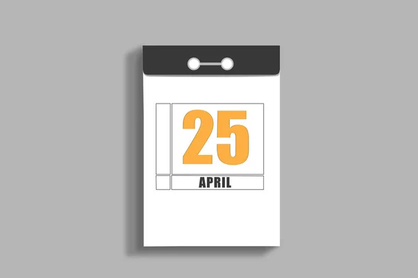April 25Th Day Month Calendar Date White Page Tear Calendar — Stock Photo, Image