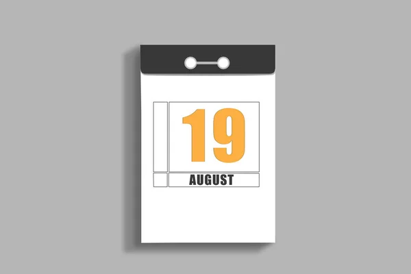 August 19Th Day Month Calendar Date White Page Tear Calendar — Stock Photo, Image