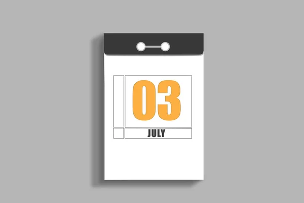 July 3Th Day Month Calendar Date White Page Tear Calendar — Stock Photo, Image