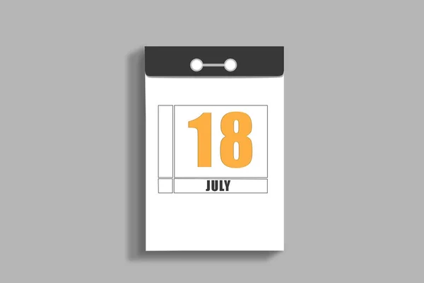 Julio 18Vo Día Del Mes Fecha Del Calendario Página Blanca — Foto de Stock