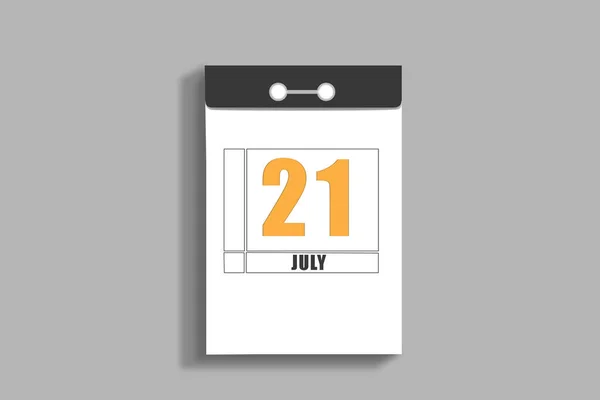 July 21Th Day Month Calendar Date White Page Tear Calendar — Stock Photo, Image