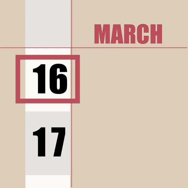 March 16Th Day Month Calendar Date Beige Background White Stripe — Stock Photo, Image