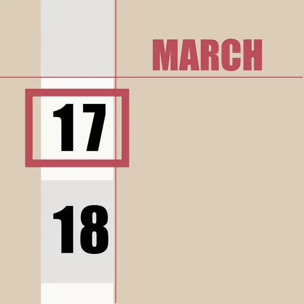 March 17Th Day Month Calendar Date Beige Background White Stripe — Stock Photo, Image