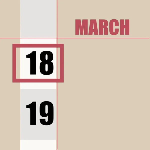 March 18Th Day Month Calendar Date Beige Background White Stripe — Stock Photo, Image