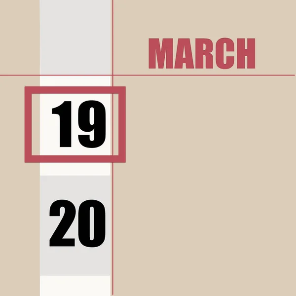 March 19Th Day Month Calendar Date Beige Background White Stripe — Stock Photo, Image