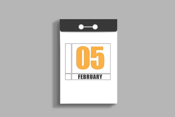 February 5Th Day Month Calendar Date White Page Tear Calendar — 图库照片