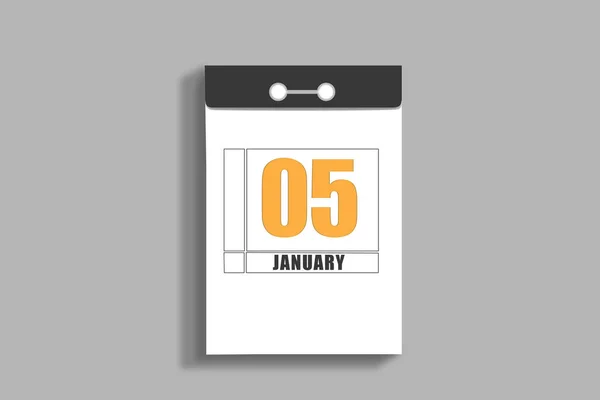 January 5Th Day Month Calendar Date White Page Tear Calendar — Foto de Stock