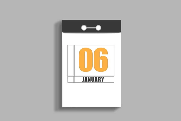 January 6Th Day Month Calendar Date White Page Tear Calendar — Stockfoto