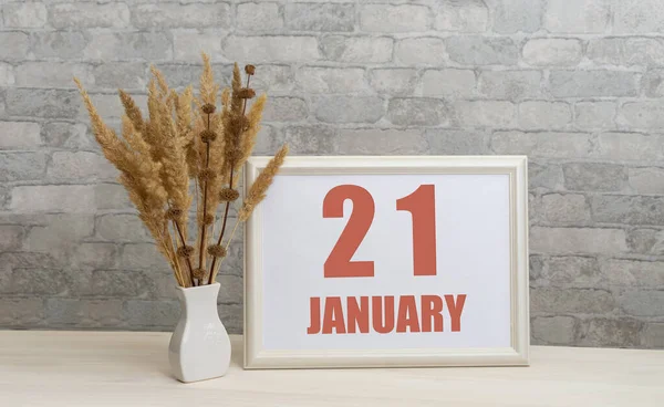 Enero 21º Día Del Mes Fecha Del Calendario Jarrón Blanco — Foto de Stock