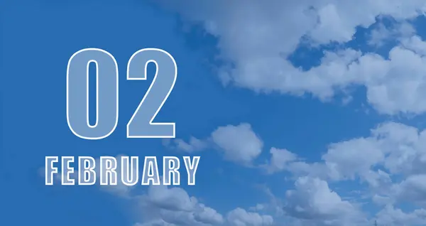 Únor Den Měsíci Kalendářní Datum Bílá Čísla Proti Modré Obloze — Stock fotografie