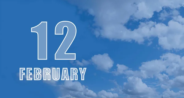 Februar Tag Des Monats Kalenderdatum Weiße Zahlen Vor Blauem Himmel — Stockfoto