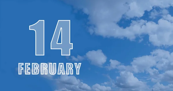 Luty Dzień Miesiąca Data Kalendarzowa Białe Liczby Przeciwko Błękitnemu Niebu — Zdjęcie stockowe