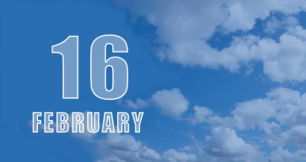 Luty Dzień Miesiąca Data Kalendarzowa Białe Liczby Przeciwko Błękitnemu Niebu — Zdjęcie stockowe