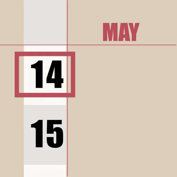Mei 14E Dag Van Maand Kalenderdatum Beige Achtergrond Met Witte — Stockfoto