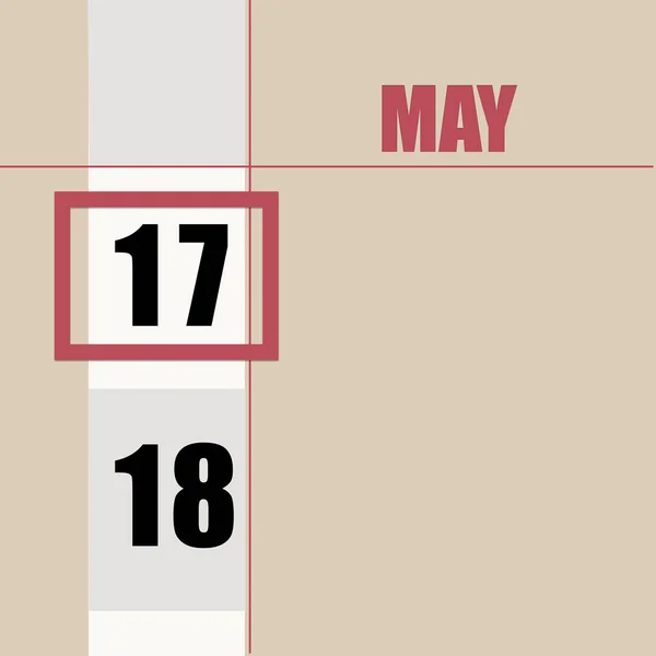 Maja Dzień Miesiąca Data Kalendarzowa Beżowe Tło Białym Paskiem Czerwonym — Zdjęcie stockowe