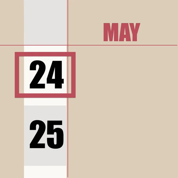 Maja Dzień Miesiąca Data Kalendarzowa Beżowe Tło Białym Paskiem Czerwonym — Zdjęcie stockowe