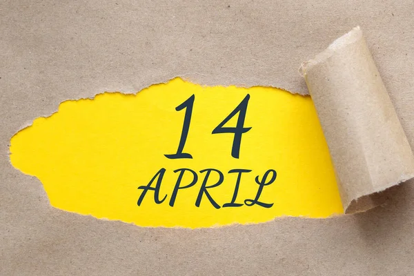 Avril 14Ème Jour Mois Date Calendrier Trou Papier Avec Bords — Photo