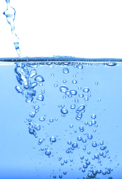 Diepblauwe water, bubble textuur achtergrond — Stockfoto