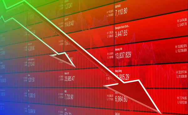 Roter Aktienkurs Zeigt Trader Phobie Vor Krieg Und Inflation Trading — Stockfoto