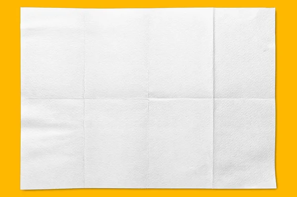 empty folded sheet watercolor papar texture of white paper isolated on a yellow background for design