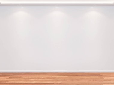 Boş beyaz iç oda Duvar model arka plan, boş beyaz duvarlar köşe ve ahşap döşeme çağdaş, 3D