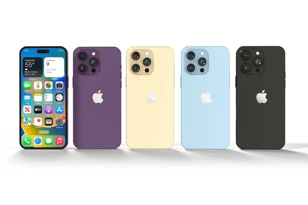 Realistisches Iphone Pro Max Set Mit Studioaufnahme Von Vorder Und — Stockfoto