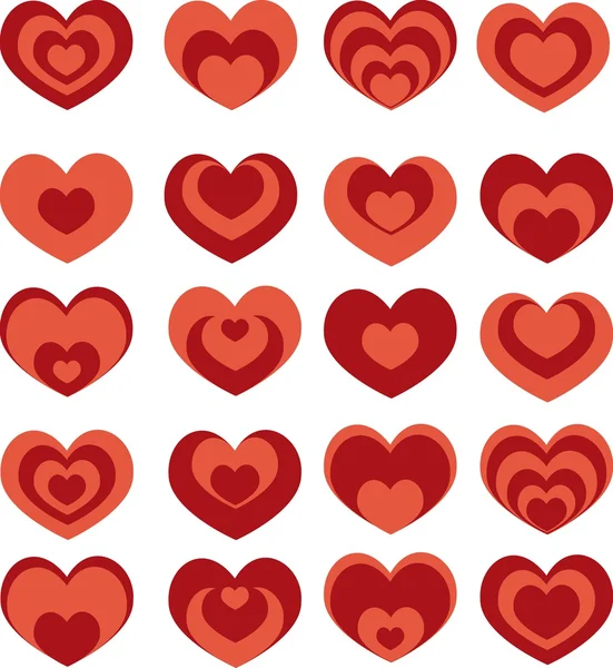 Conjunto de corazones vectores — Vector de stock