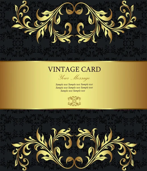 Tarjeta de lujo de estilo vintage dorado — Vector de stock