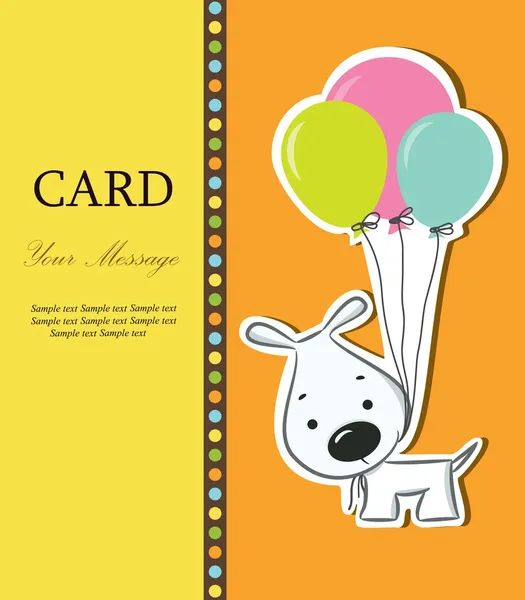 Bonita tarjeta con divertido perro de dibujos animados — Vector de stock