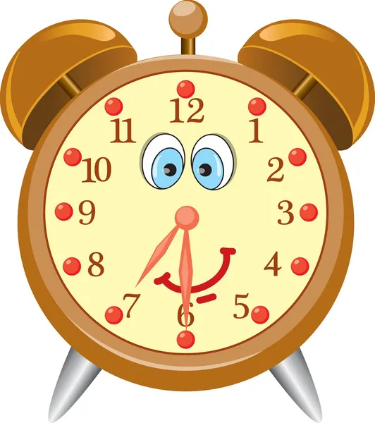 Divertido reloj despertador de dibujos animados — Vector de stock