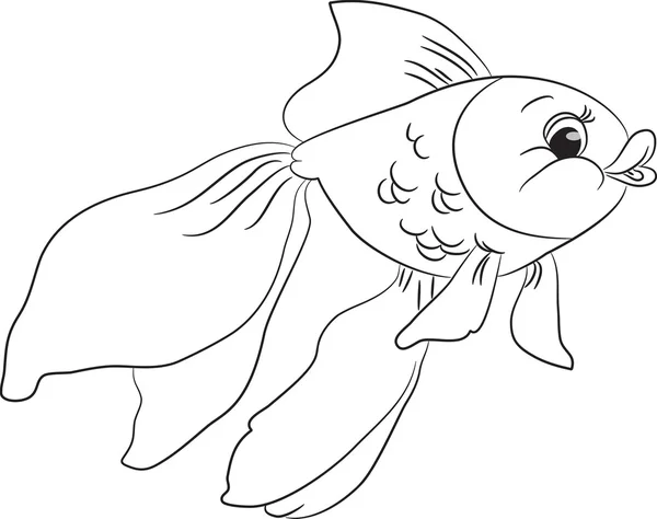 概述了可爱的卡通金鱼 — 图库矢量图片