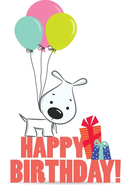 Cute cartoon hond met ballonnen — Stockvector