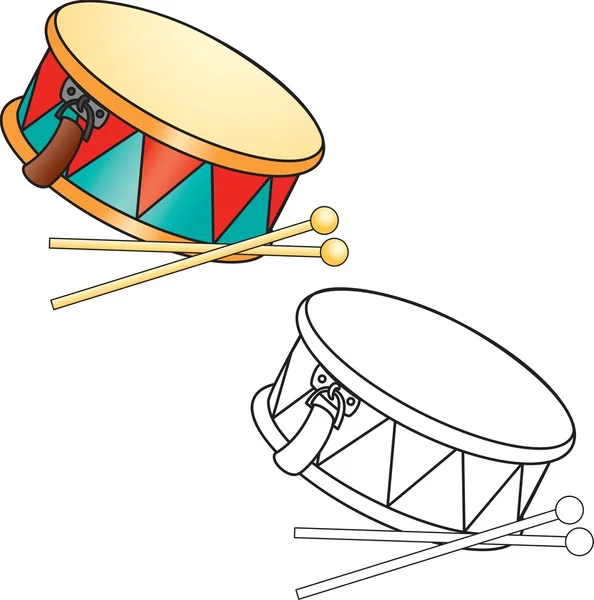 Drum en drumsticks — Stockvector