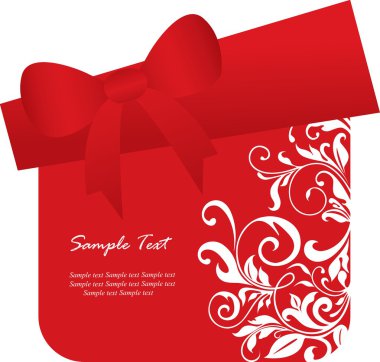 Kırmızı hediye kutusu kartı