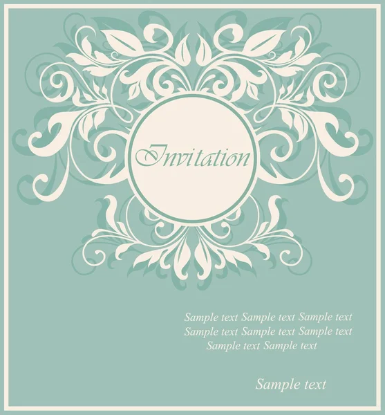 Cartão de convite floral azul vintage — Vetor de Stock