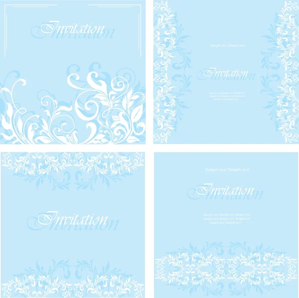Ensemble de cartes florales d'invitation — Image vectorielle