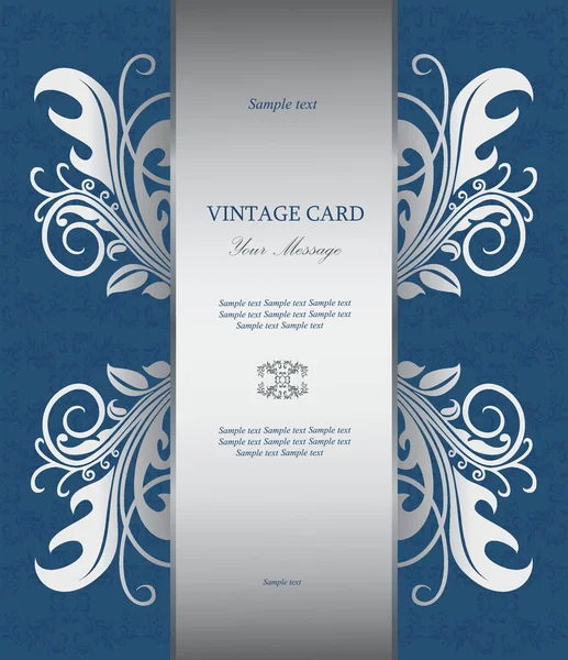 Cartão vintage prata — Vetor de Stock