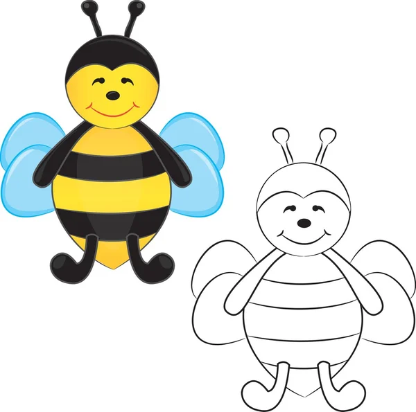 Mignon dessin animé abeille — Image vectorielle