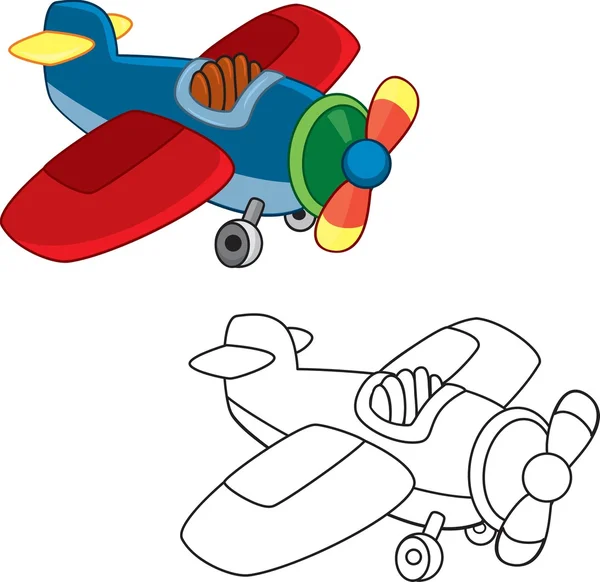 Avión de juguete. Libro para colorear — Vector de stock