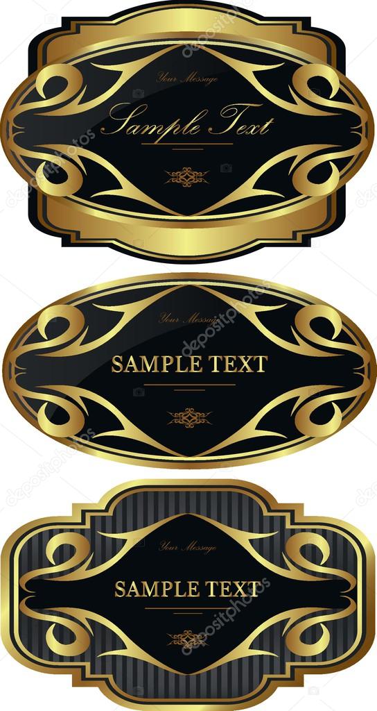 Luxury gold-framed labels vector set