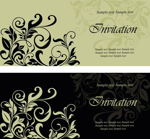 Set of floral invitation cards — Stock Vector