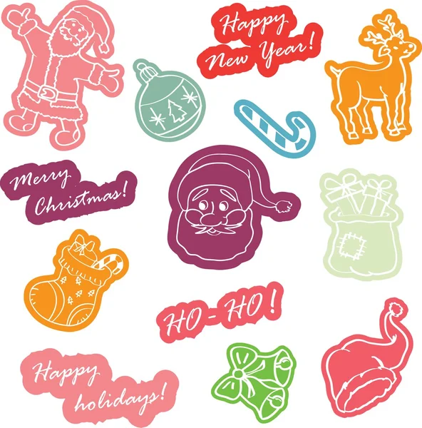 Pegatinas de Navidad para la decoración — Vector de stock