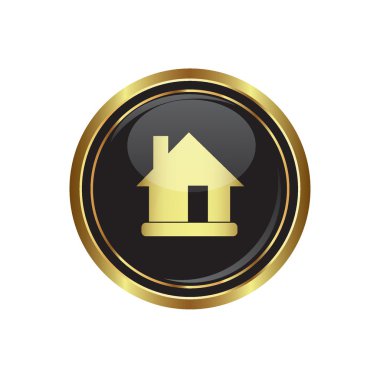House simge siyah altın yuvarlak düğmesi