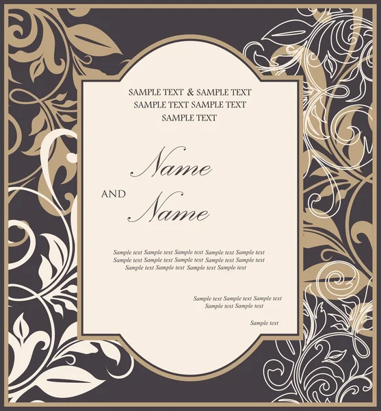 Invitation de mariage carte vintage avec des éléments floraux — Image vectorielle