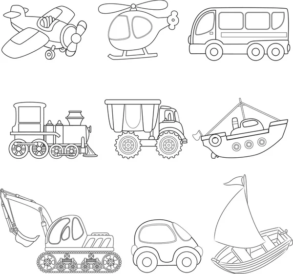 Transport de dessins animés. Livre à colorier . — Image vectorielle